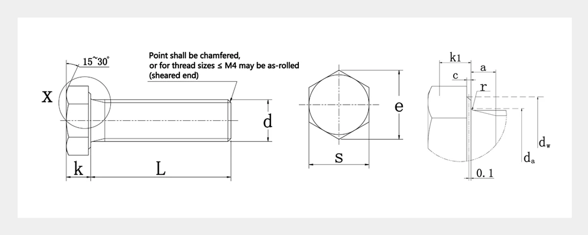Hex Tap Bolts Fully Threaded 2D